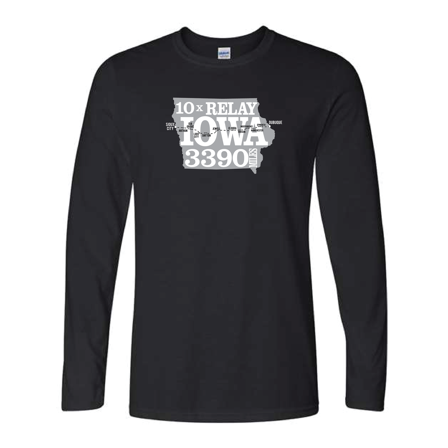 Relay Iowa 10X Runner Tee - 3339 MILES Long Sleeve BLACK T
