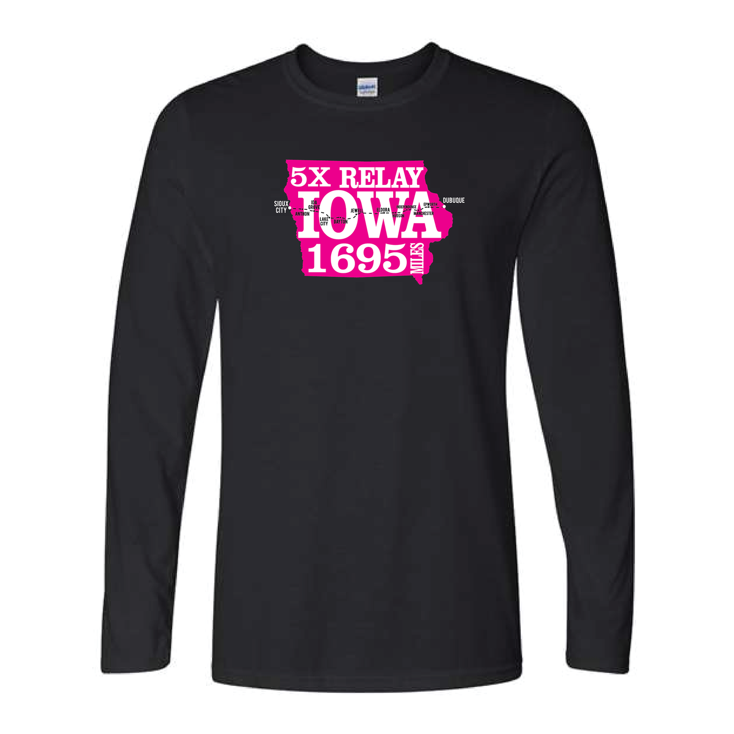 Relay Iowa 5X Runner Tee - 1695 MILES Long Sleeve BLACK T