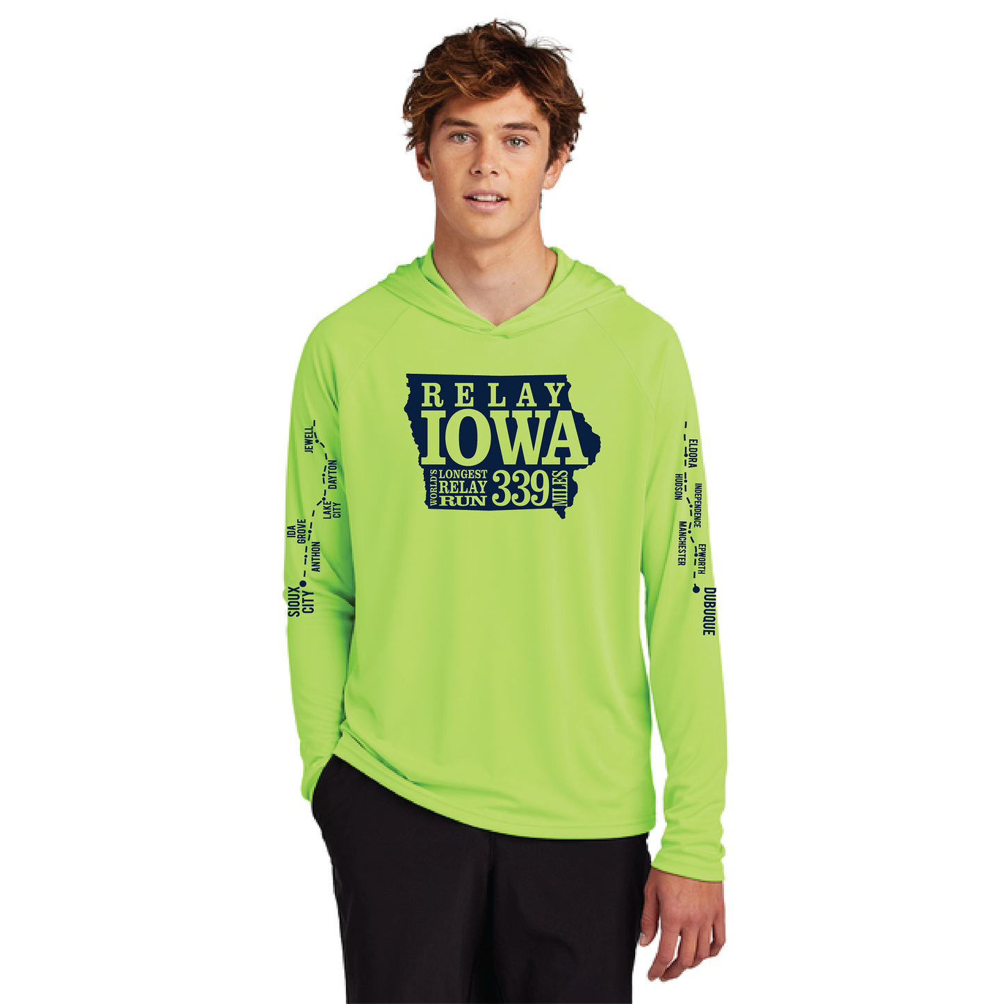 Long Sleeve Performance Pullover Hooded Tee - Neon Green