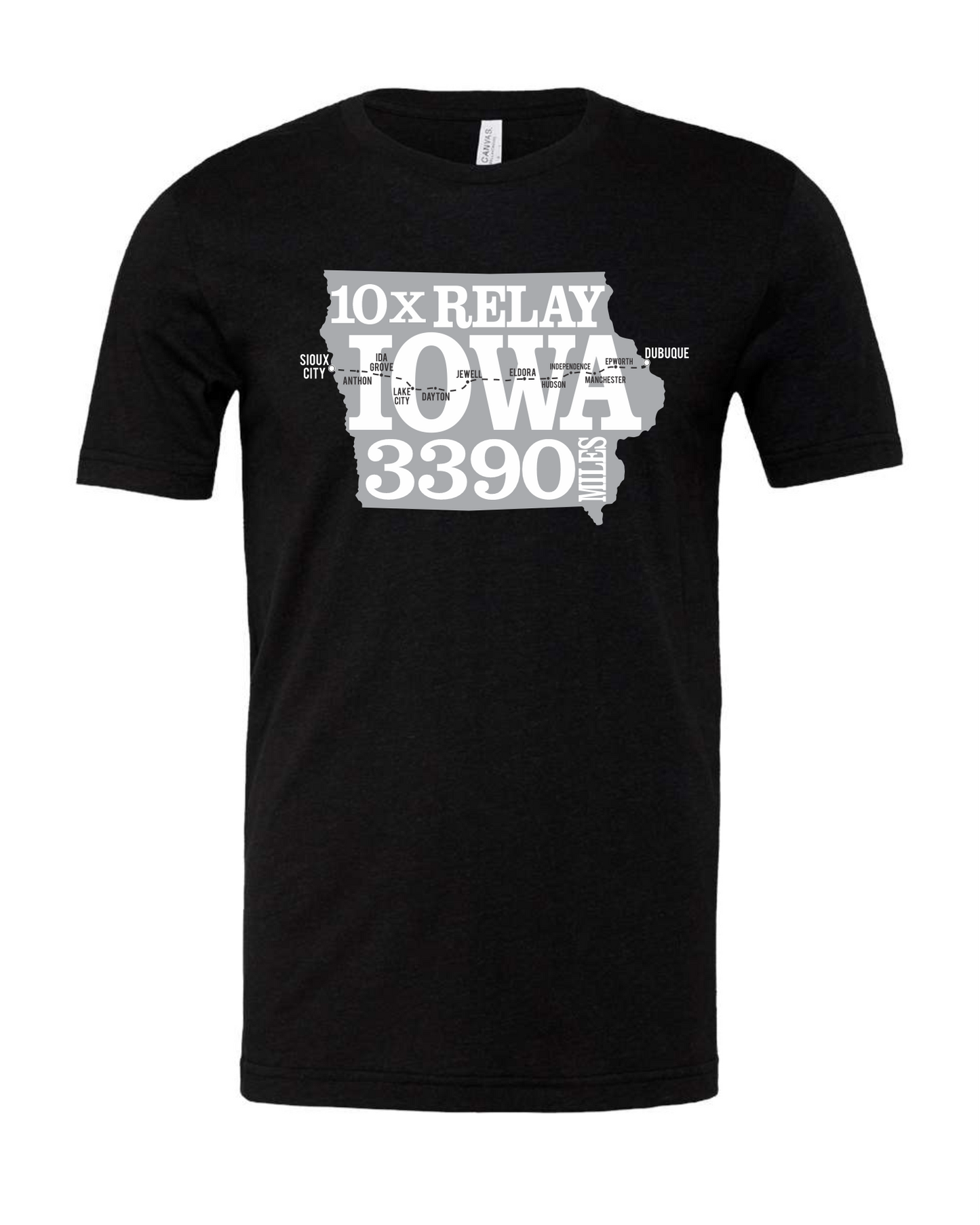 Relay Iowa 10X Runner BLACK Tee - 3339 MILES