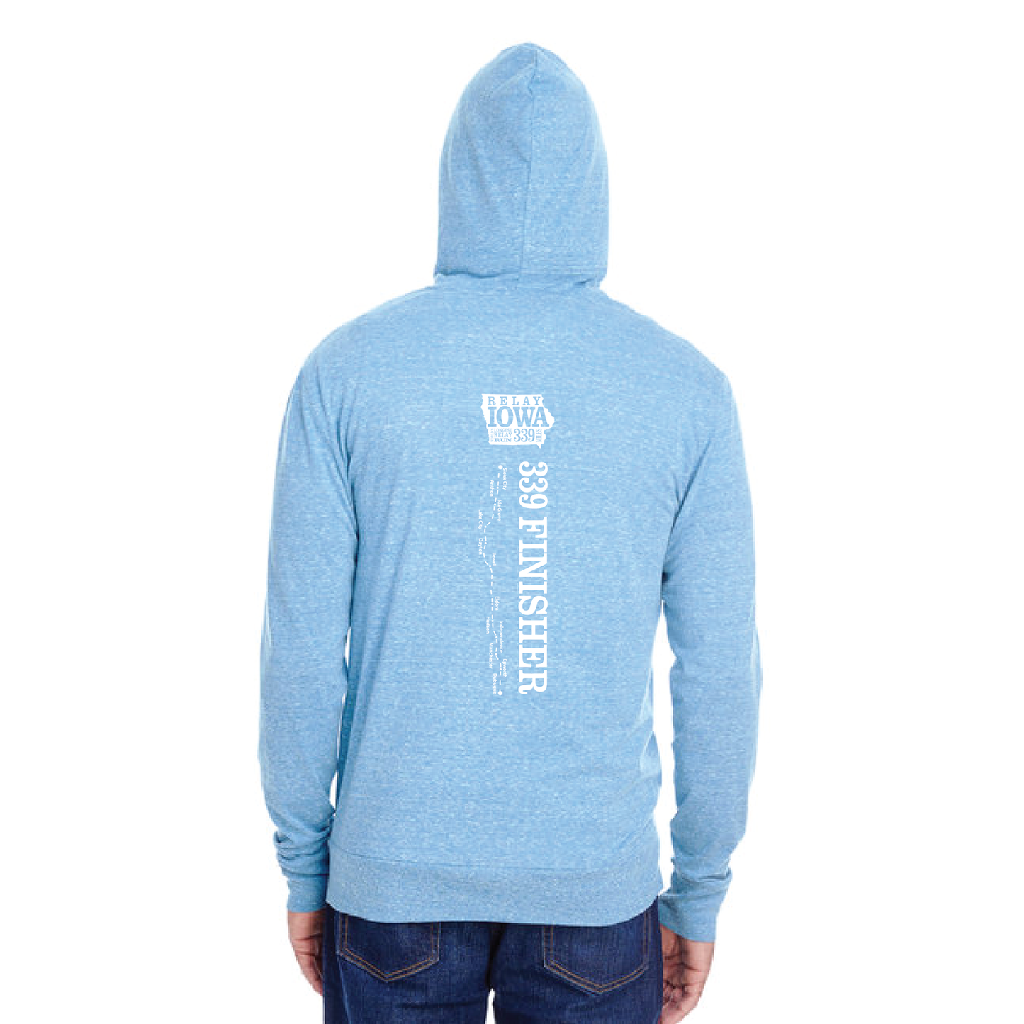 Lightweight Full Zip FINISHER Hoodie Heather Blue Triblend