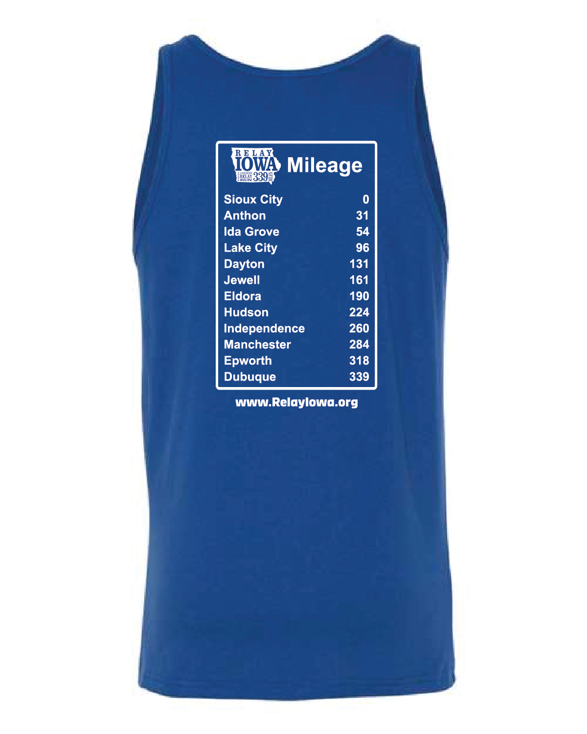 Unisex Cut Tank with Map & Mileage - Royal Blue