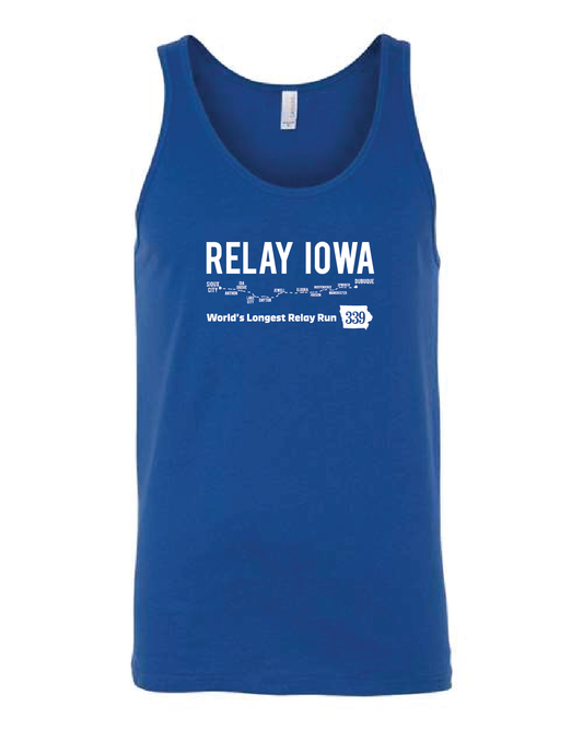 Unisex Cut Tank with Map & Mileage - Royal Blue