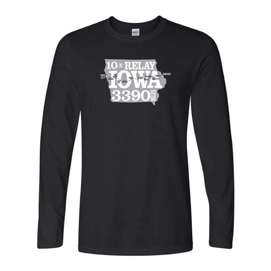 Relay Iowa 10X Runner Tee - 3339 MILES Long Sleeve BLACK T