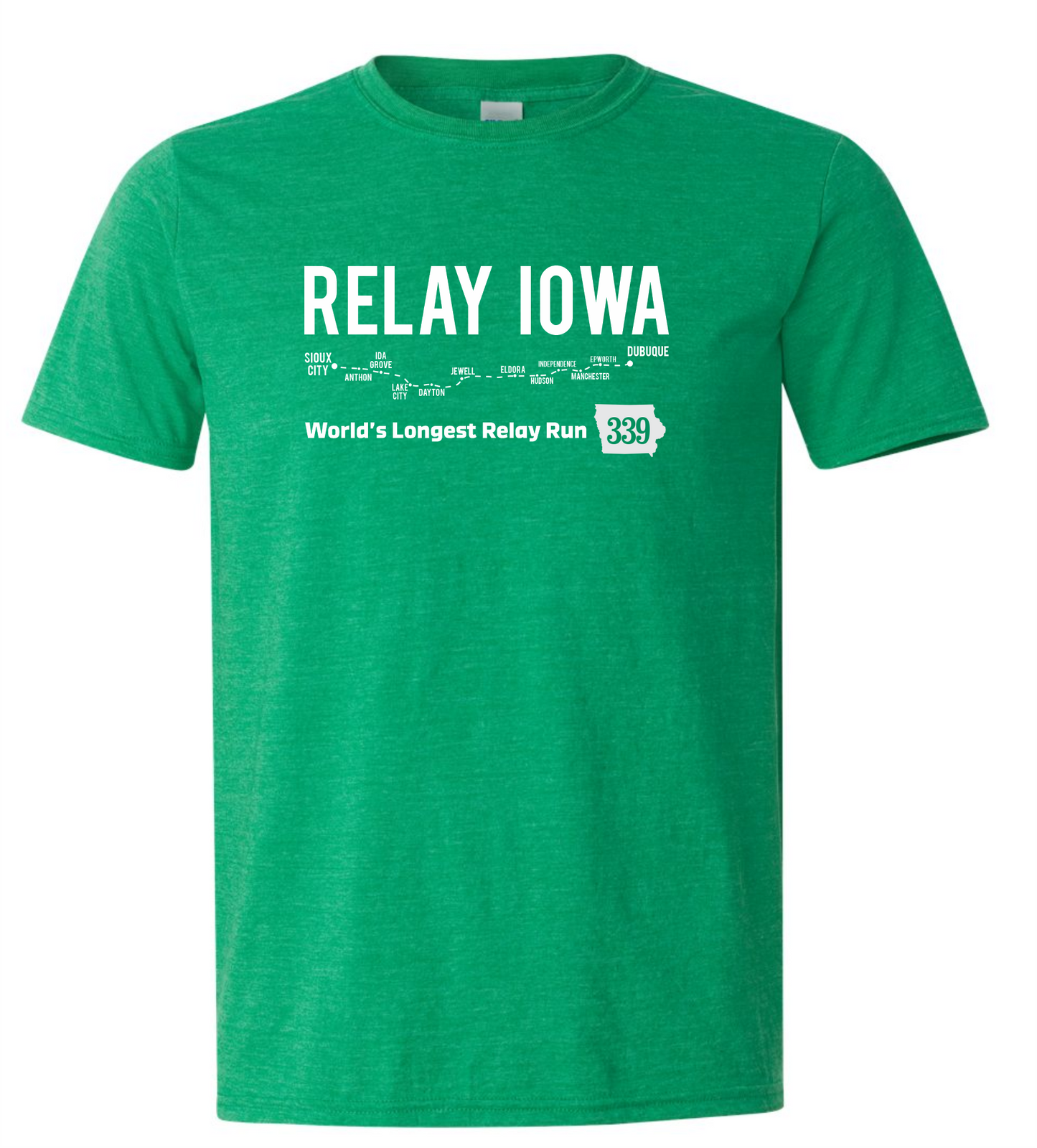 Map & Mileage Tee - Heather Irish Green