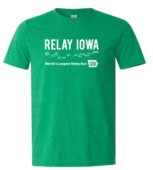 Map & Mileage Tee - Heather Irish Green